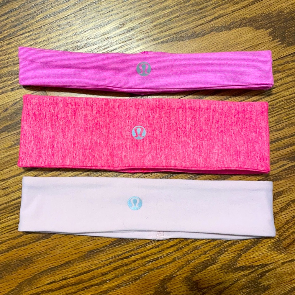 Lululemon 3 Pack Pink Headbands